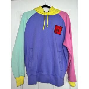 Teddy Fresh Men’s Pastel Color Block Long Sleeve Pullover Hoodie - size Small